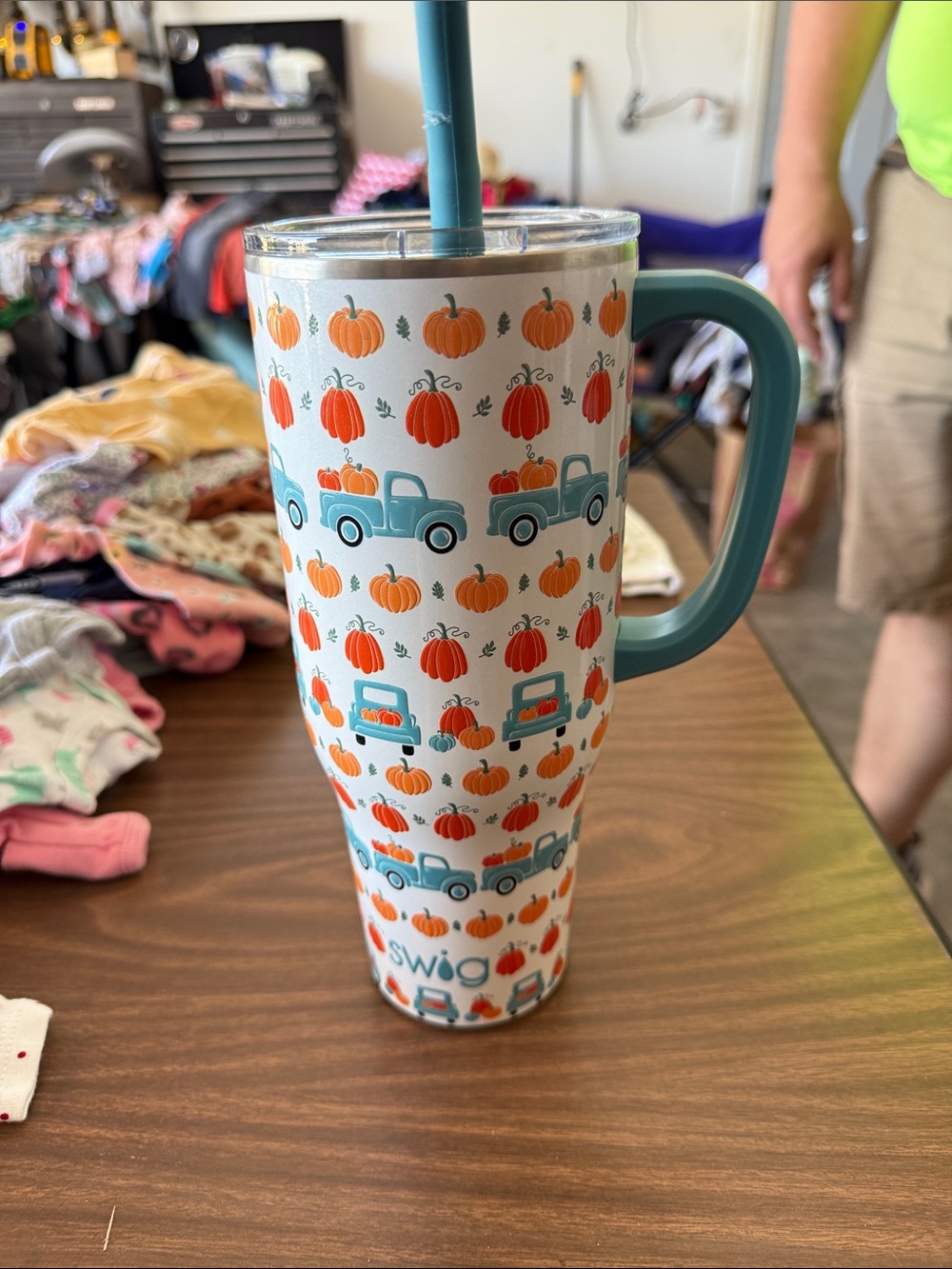 Swig Teal Handle Pumpkin Truck Insulated Tumbler